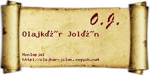 Olajkár Jolán névjegykártya